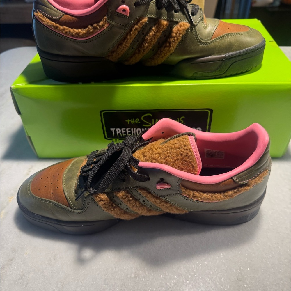 Adidas Olive and Pink Sneakers